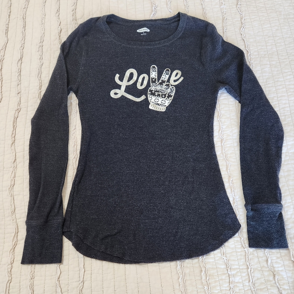 Old Navy Women's Love Thermal Long Sleeve Top, Size M, Charcoal Grey